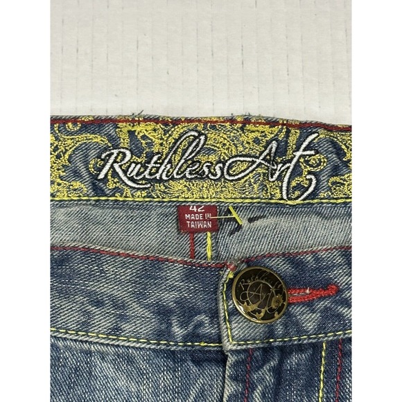 Ruthless Art Embroidered black mens Jeans Size 42 - Picture 5 of 16